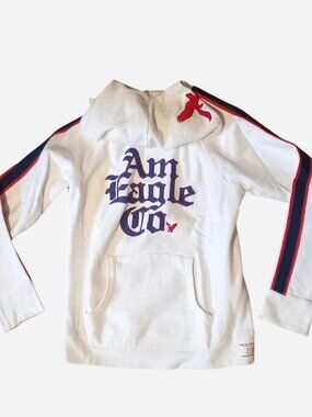 Vintage white blue and red American Eagle Co. pullover hoodie